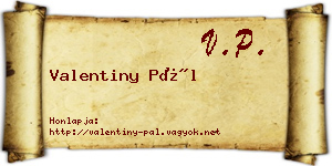 Valentiny Pál névjegykártya